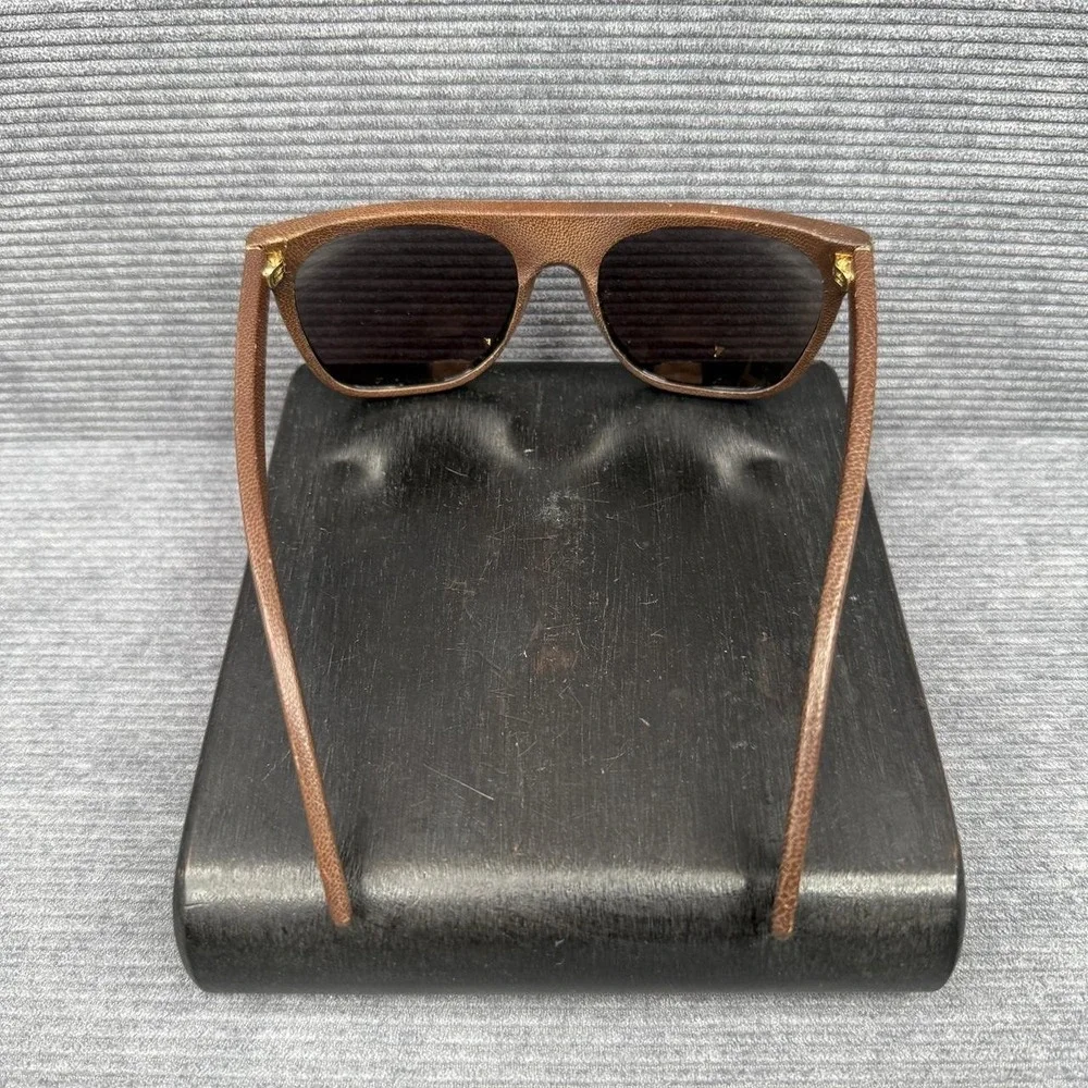 SUPER by RetroSuperFuture Flat‎ Top Brown Leather Wrapped Sunglasses Italy